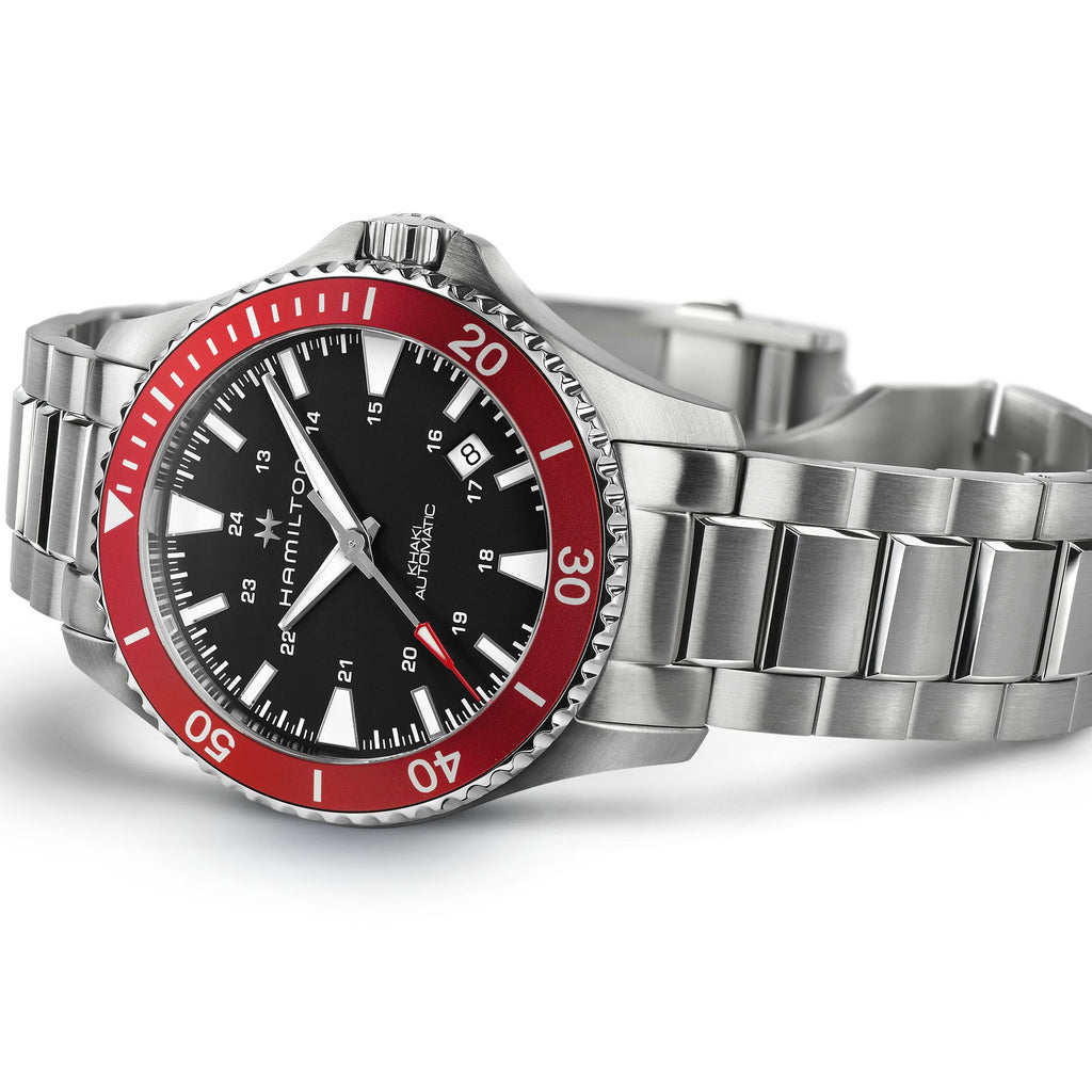 Hamilton Khaki Navy Scuba Auto Red Bezel on Bracelet 40mm