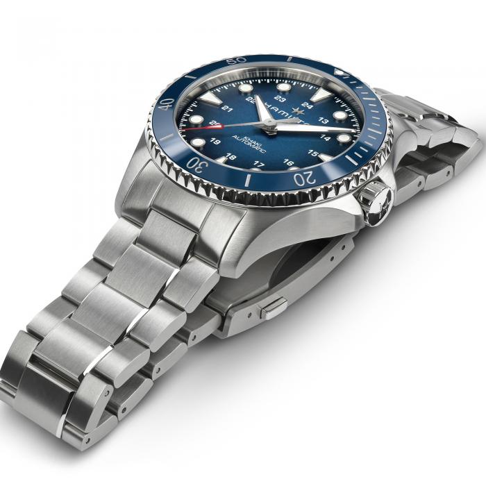 Hamilton Khaki Navy Scuba Auto Blue on Bracelet 43mm