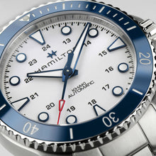 Load image into Gallery viewer, Hamilton Khaki Navy Scuba Auto Wihte Dial Blue Bezel on Bracelet 43mm