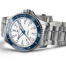 Load image into Gallery viewer, Hamilton Khaki Navy Scuba Auto Wihte Dial Blue Bezel on Bracelet 43mm