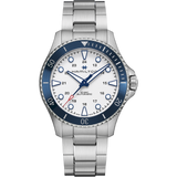 Hamilton Khaki Navy Scuba Auto Wihte Dial Blue Bezel on Bracelet 43mm