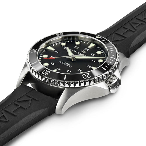 Hamilton Khaki Navy Scuba Auto Black Dial Black Bezel on Rubber 43mm