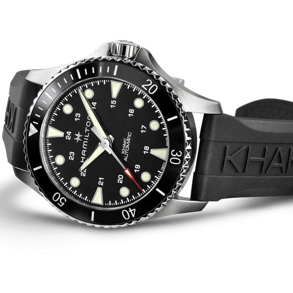 Hamilton Khaki Navy Scuba Auto Black Dial Black Bezel on Rubber 43mm
