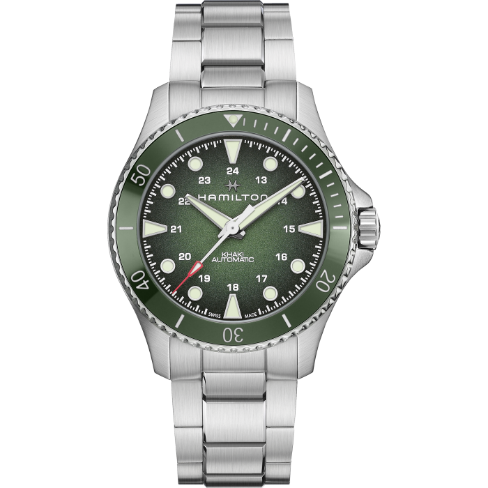 Hamilton Khaki Navy Scuba Auto Green on Bracelet 43mm