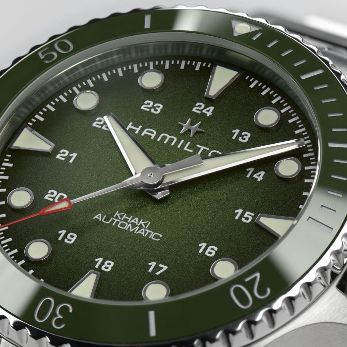 Hamilton Khaki Navy Scuba Auto Green on Bracelet 43mm