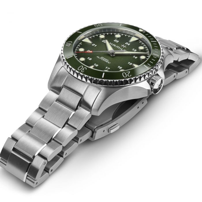 Hamilton Khaki Navy Scuba Auto Green on Bracelet 43mm