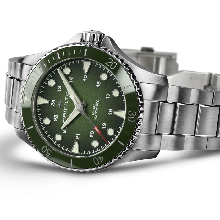 Hamilton Khaki Navy Scuba Auto Green on Bracelet 43mm