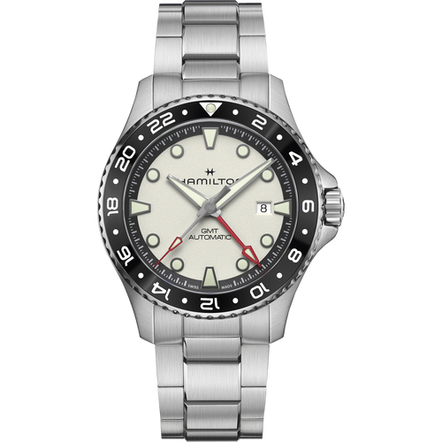 Khaki Navy Scuba Automatic GMT 43mm Silver Dial on Bracelet