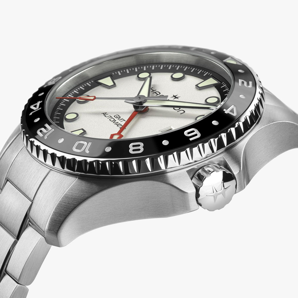 Khaki Navy Scuba Automatic GMT 43mm Silver Dial on Bracelet