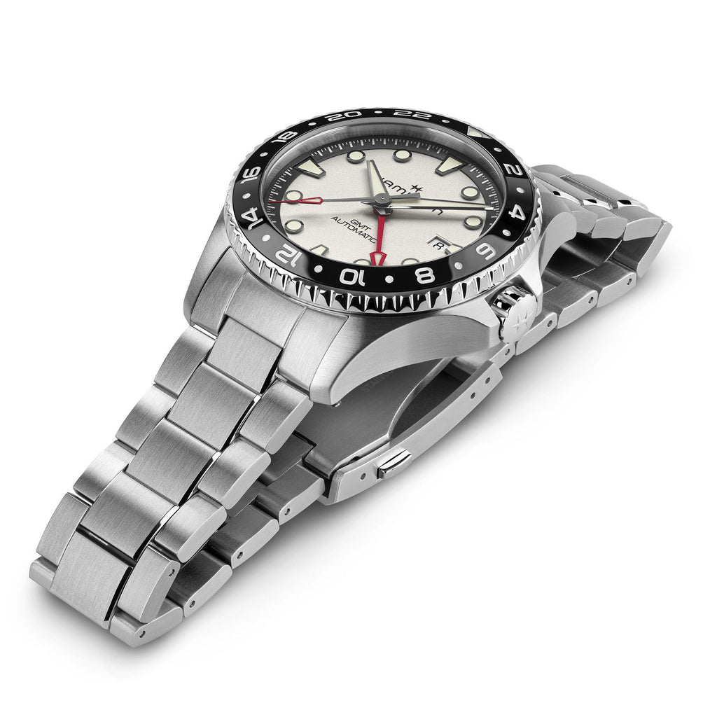 Khaki Navy Scuba Automatic GMT 43mm Silver Dial on Bracelet