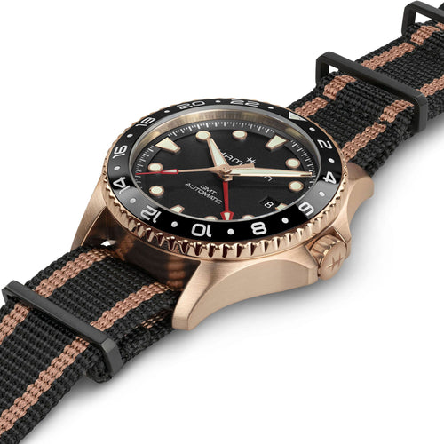 Khaki Navy Scuba Automatic GMT 43mm Bronze on Nato