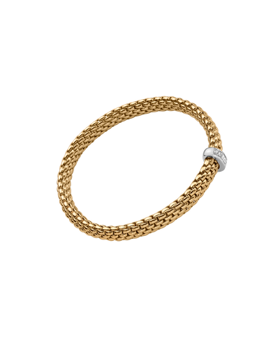 Fope Vendome Yellow Gold Bracelet with WHITE GOLD RONDEL AND Diamonds in small size