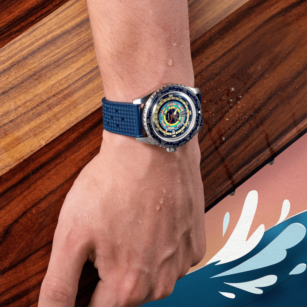 MIDO OCEAN STAR DECOMPRESSION WORLDTIMER BLUE-SPECIAL EDITION -1 EXTRA STRAP