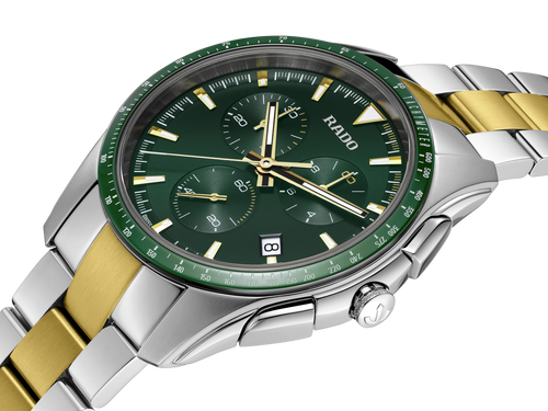Rado Hyperchrome Chronograph Green Dial 2 Tones YG