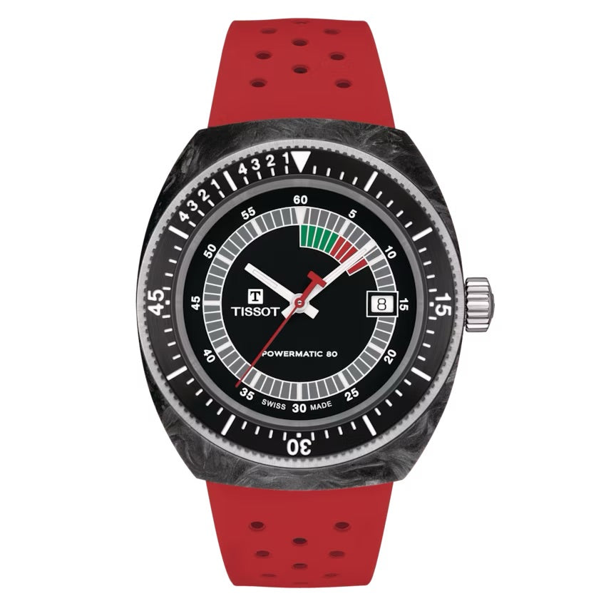 TISSOT SIDERAL S POWERMATIC 80 BLACK WITH RED RUBBER