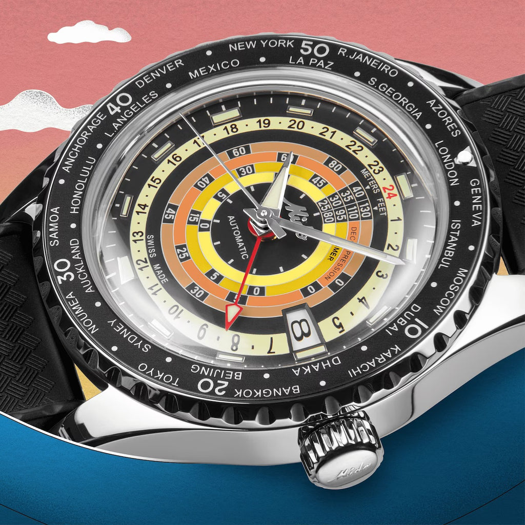 MIDO OCEAN STAR DECOMPRESSION WORLDTIMER BLACK -SPECIAL EDITION -1 EXTRA STRAP