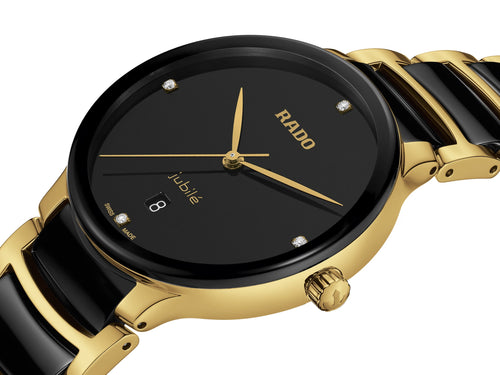 Rado Centrix Diamond Ceramic Gold PVD Quartz 39.5mm
