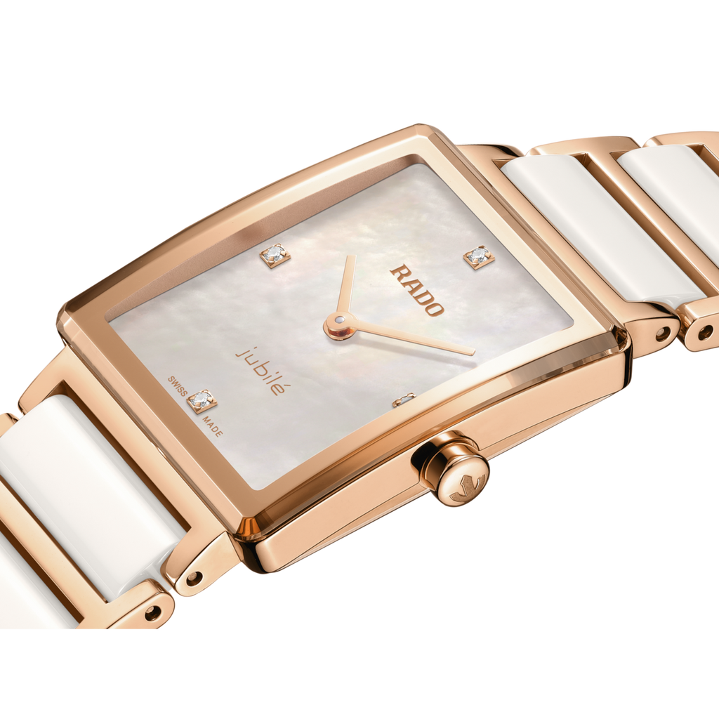 Rado Integral Diamonds Quartz White Ceramic RG PVD Steel 23.0mm