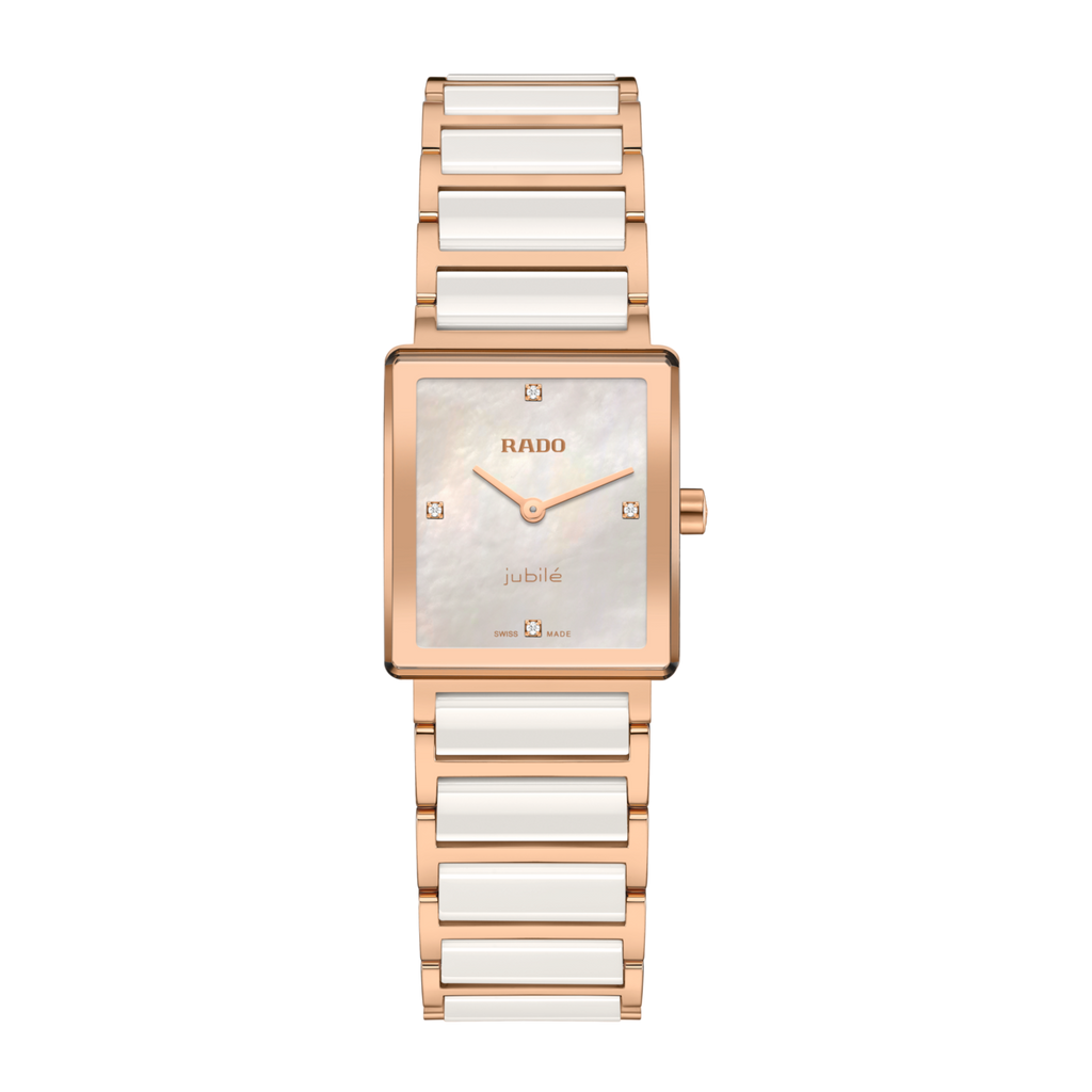 Rado Integral Diamonds Quartz White Ceramic RG PVD Steel 23.0mm