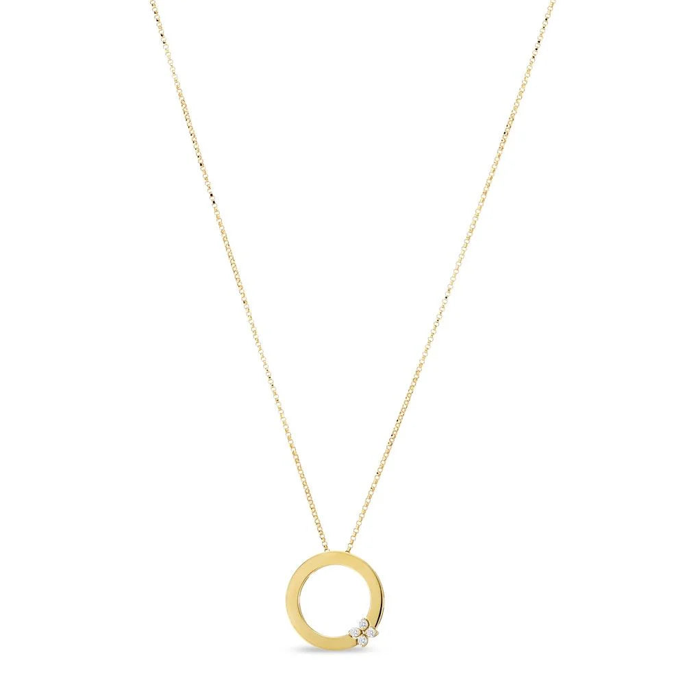 Roberto Coin Love in Verona Circle Pendant with Necklace in 18k yellow gold with diamonds