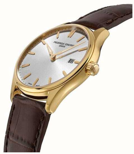 FREDERIQUE CONSTANT CLASSICS QUARTZ GOLD PLATED ON LEATHER STRAP