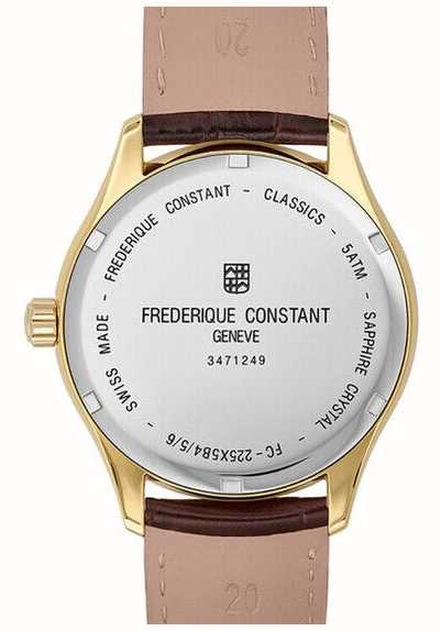 FREDERIQUE CONSTANT CLASSICS QUARTZ GOLD PLATED ON LEATHER STRAP