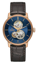 Load image into Gallery viewer, Rado Coupole Open Heart Automatic Blue Dial RG PVD on leather strap -41mm