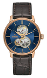 Rado Coupole Open Heart Automatic Blue Dial RG PVD on leather strap -41mm