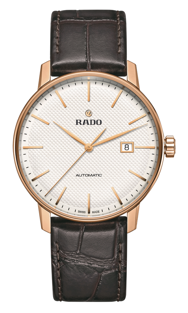 Coupole Automatic White Dial RG PVD on leather strap -41mm