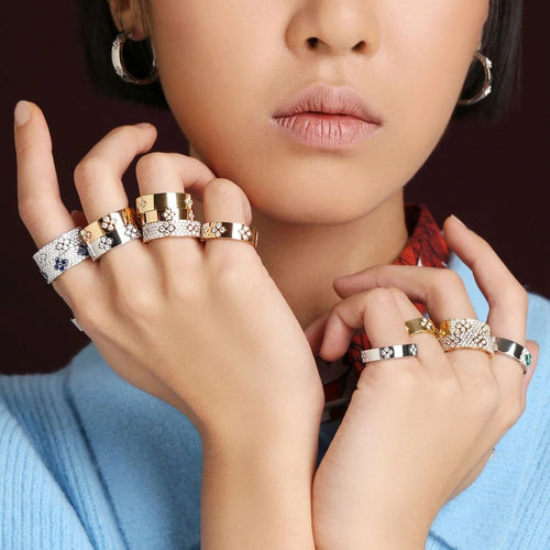 Roberto Coin Love in Verona Ring in 18k rose gold with full pave diamonds (wide)