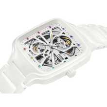 Load image into Gallery viewer, Rado True Square Automatic Open Heart White Ceramic with coloured gemstones