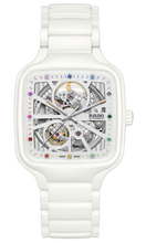 Load image into Gallery viewer, Rado True Square Automatic Open Heart White Ceramic with coloured gemstones