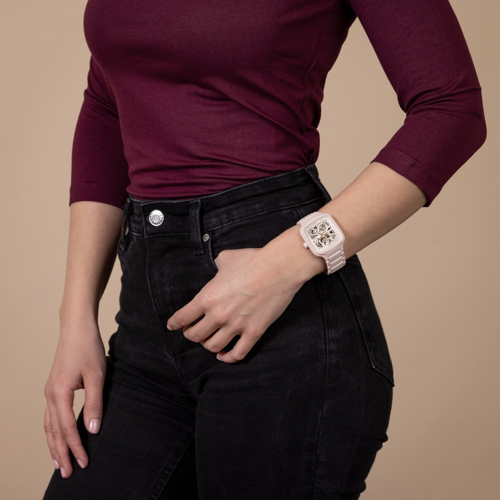 Rado True Square Automatic Open Heart Pink Ceramic