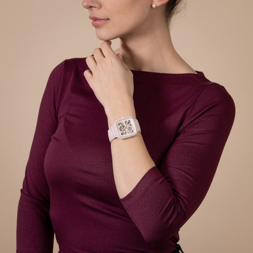 Rado True Square Automatic Open Heart Pink Ceramic