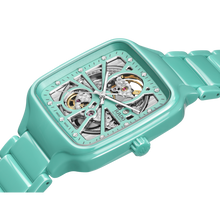 Load image into Gallery viewer, Rado True Square Automatic Open Heart Turquoise Ceramic with Diamonds