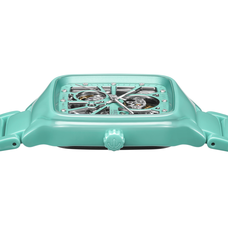 Rado True Square Automatic Open Heart Turquoise Ceramic with Diamonds