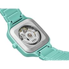 Load image into Gallery viewer, Rado True Square Automatic Open Heart Turquoise Ceramic with Diamonds