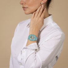 Load image into Gallery viewer, Rado True Square Automatic Open Heart Turquoise Ceramic with Diamonds