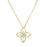 Roberto Coin Desert Flower pendant in 18k yellow gold with diamonds