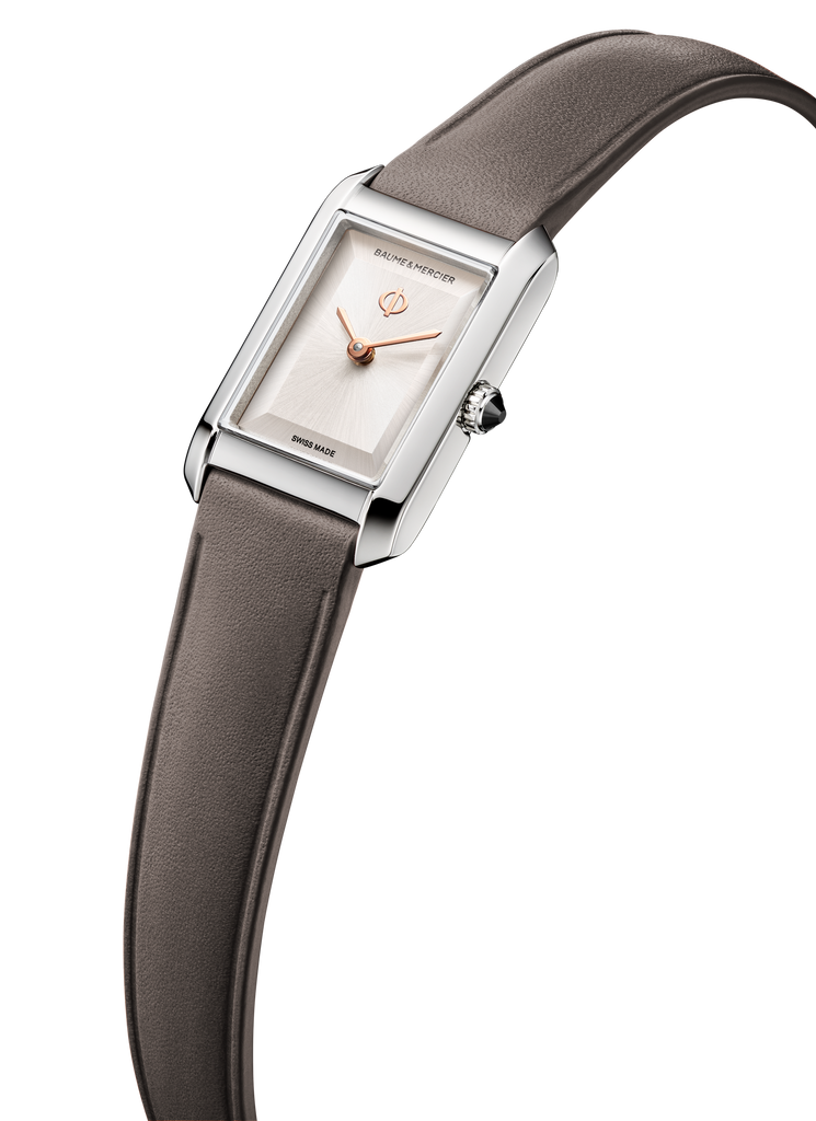 Baume & Mercier Hampton White Dial quartz on leather -10859 28mm x 17.75mm