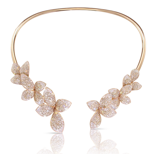 Pasquale Bruni Giardini Segreti Choker in 18k Rose Gold with Diamonds, Multi Flower.