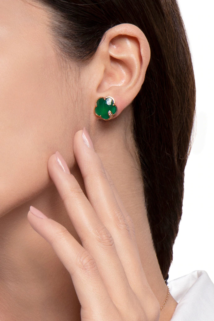 Pasquale Bruni Petit Joli Green Agate and Diamonds Rose Gold Earrings