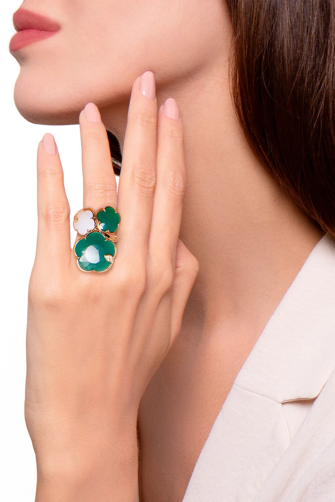 Pasquale Bruni Ton Joli Ring Rose Gold with 'Mother Nature' gems and Diamonds.