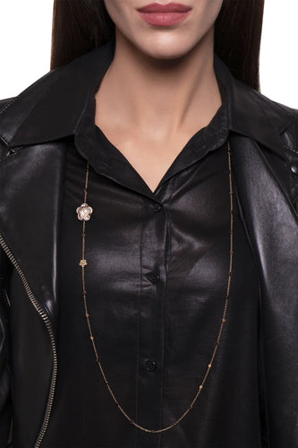 Pasquale Bruni Bon Ton Sautoir in 18k Rose Gold with Rock Crystal and Diamonds.