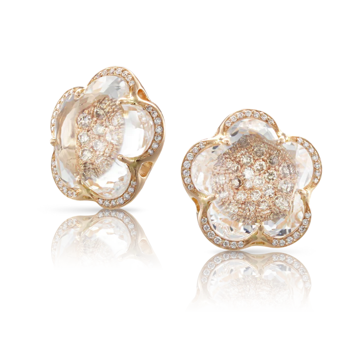 Pasquale Bruni Bon Ton Earrings RG Rock Crystal with Diamonds