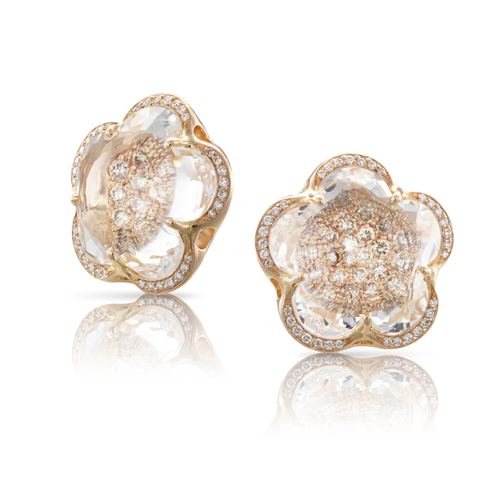 Pasquale Bruni Bon Ton Earrings RG Rock Crystal with Diamonds