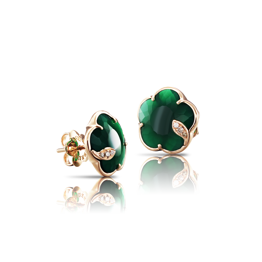 Pasquale Bruni Petit Joli Green Agate and Diamonds Rose Gold Earrings