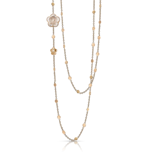 Pasquale Bruni Bon Ton Sautoir in 18k Rose Gold with Rock Crystal and Diamonds.