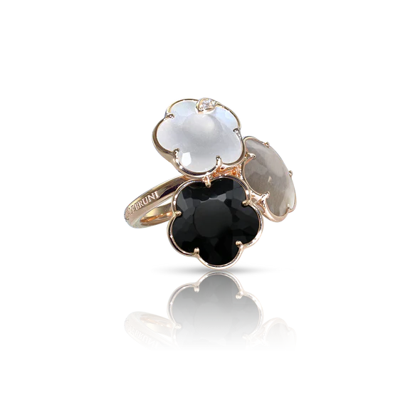 Pasquale Bruni Bouquet Lunaire Ring in 18k Rose Gold with Moon gems and Diamonds.