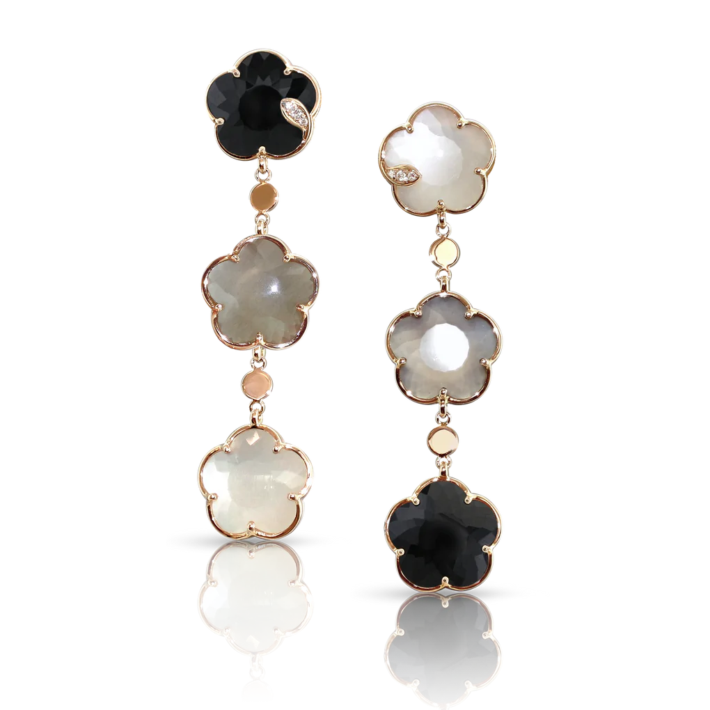 Pasquale Bruni Bouquet Lunaire Earrings in 18k Rose Gold with Moon gems and Diamonds.